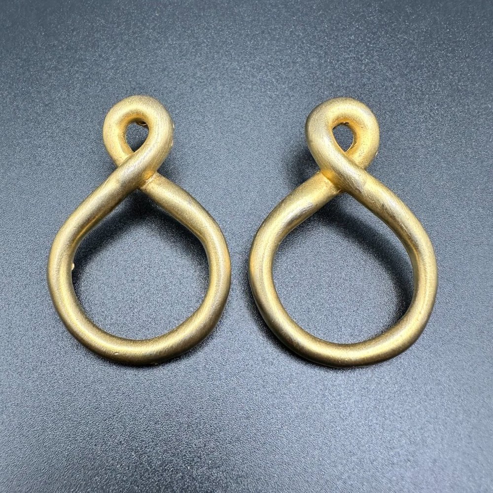 Vintage Gold Tone frosted like number eight  Clip on Earrings
